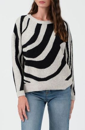 Blu Pepper Animal Stripe Sweater in White at Nordstrom Rack, Size Medium