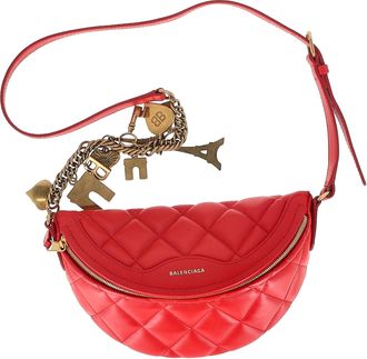 Balenciaga Pre-owned Womens Quilted XXS Souvenier Charms Belt Bag in Red Leather Calf Leather - One Size
