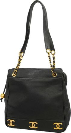 Chanel Black Grained Calfskin Tote Bag (Pre-Owned)