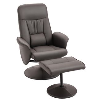 HOMCOM Homcom - Sill&oacute;n De Sal&oacute;n Con Otomana Reposapi&eacute;s Tapizado En Pu Sill&oacute;n Relax Reclinable Hasta 145&deg; Giratorio 360&deg; Para Sal&oacute;n Dormitorio Oficina 76x81x1