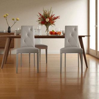 Capodarte Sedia ecopelle Tortora - schienale imbottito 2 sedie jenny