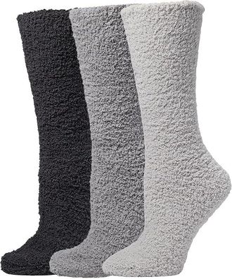 Barefoot Dreams CozyChic(r) 3-Pair Sock Set Womens No Show Socks Shoes Silver/Pewter/Carbon, Polyester/Spandex