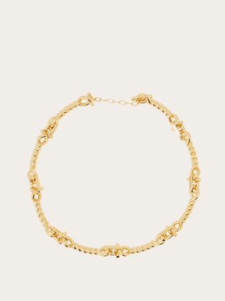 Ferragamo Women Twisted chain Gancini necklace Gold