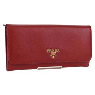 Prada Pre-owned Wallets, female, Red, Size: ONE SIZE Pre-owned Vintage Long Wallet