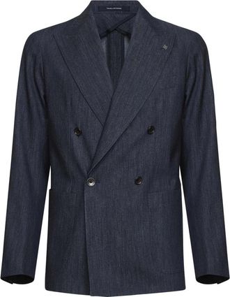 Tagliatore Double-breasted Blazer - Heren - Blazers - Blauw - M - Katoen - Jassen