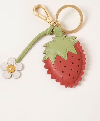 Fat Face FatFace Red Leather Strawberry Bag Charm Keyring