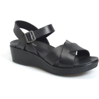 Kork-ease Myrna 2.0 Cork Wedge Sandal in Black Leather at Nordstrom, Size 11