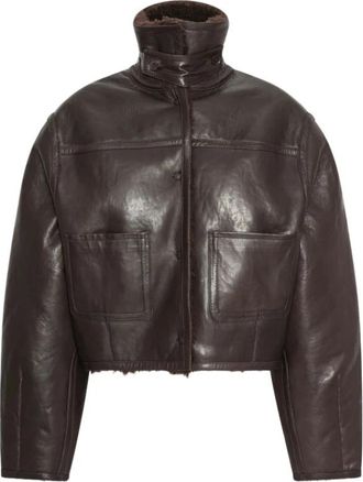 Rotate Bonded Boxy Leren Jas - Dames - Leren en Su&egrave;de Jassen - Bruin - XS - Leer - Jassen