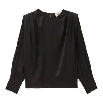 BA&SH Cadie Satin Top - Dames - Blouses & Shirts - Zwart - Maat: L Satijn