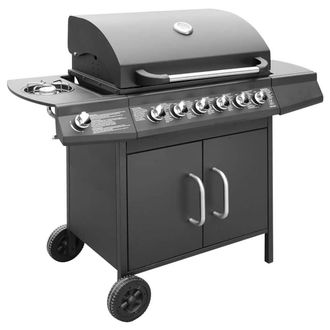 Berkfield Home Gas Barbecue Grill 6+1 Cooking Zone Black