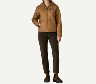 Patagonia Diamond Quilted Bomber Hoodie Jacket In Deer Brown