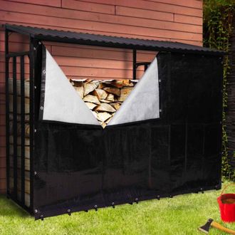 IDMarket Almac&eacute;n De Acero Galvanizado Para Troncos L. 274 Cm Con Cubierta Protectora De 150 Gr