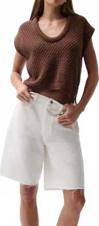 Pistola Denim Womens Nolan Relaxed Straight Cut Off Shorts In Paper White