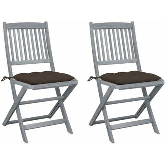 vidaXL Vidaxl - Sillas De Jard&iacute;n Plegables 2 Uds Cojines Madera Maciza Acacia