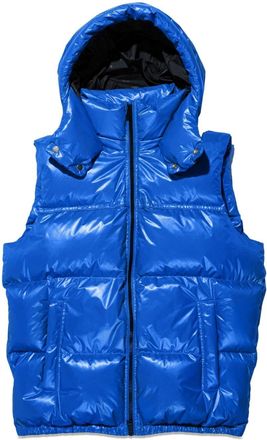 Purple logo-print padded gilet - men - Nylon - S - Blue