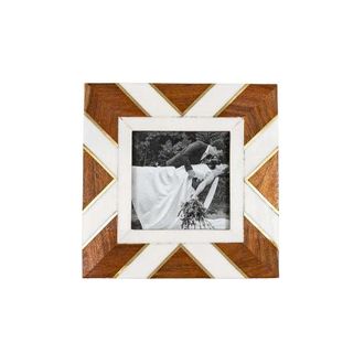 Foreside Home And Garden 4x6 Inch Pieced Geometric Picture Frame Acacia Wood, MDF, Resin, & Glass in Brown at Nordstrom, Size Medium