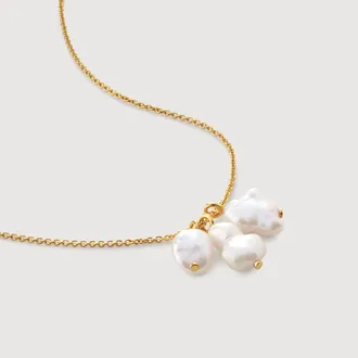 Monica Vinader Gold One of a Kind Keshi Pearl Cluster Necklace Adjustable 41-46cm/16-18 Pearl