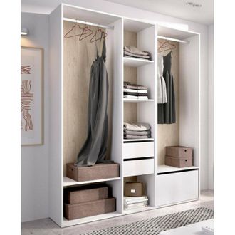Dmora Gran Armario Breda, Muebles De Dormitorio, Vestidor, Armario De Ropa, 158x45 H205 Cm, Blanco Y Roble - Dmora