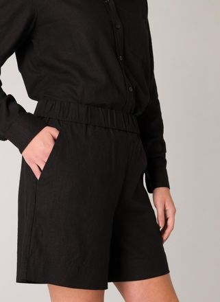 Base Level Shorts BASE LEVEL, Damen, Gr. 36, N-Gr, schwarz, Web, Obermaterial: 55% Leinen, 45% Viskose, unifarben, l&auml;ssig geschnitten ca. Mitte Oberschenkel, Hos