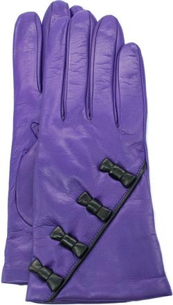 Portolano Bow Leather Gloves in Wild Iris/Black at Nordstrom Rack, Size 7.5