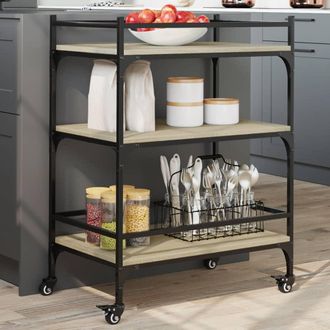 vidaXL Vidaxl - Carrito De Cocina Madera Ingenier&iacute;a Roble Sonoma 65x40x86,5 Cm