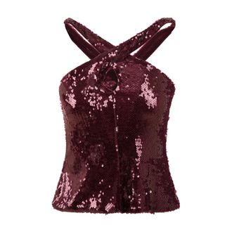 Akep Tops, Dames, Rood, 2Xs, Polyester, Top in Pailettes