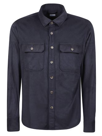 Orian Structured Black Flap Pocket Overshirt
