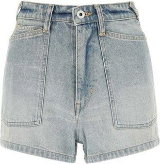 Kenzo Womens Light-blue Denim Shorts - Light Grey Cotton - Size 26 (Waist)