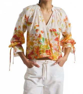 Derek Lam Milon Blouse In White/papaya