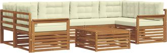 vidaXL Conjunto De Sof&aacute;s De Exterior 7 Uds. Natural Y Crema Vidaxl