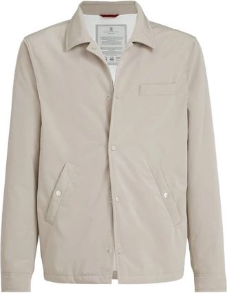 Brunello Cucinelli Bonded Nylon Outerwear Jacket - Heren - Zomerjassen - Beige - 2XL - Nylon - Jassen
