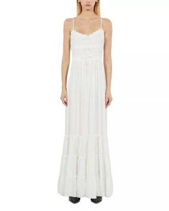 The Kooples Shirred Bow Maxi Dress In White