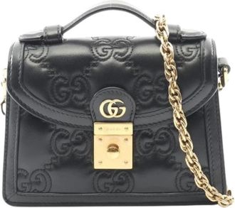 Gucci Pre-owned Vintage Satchel - Dames - Vintage Mini Tas - Zwart - ONE Size - Leer - Vintage