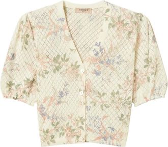 Twin-Set Cardigan a fiori crop - Toni neutri