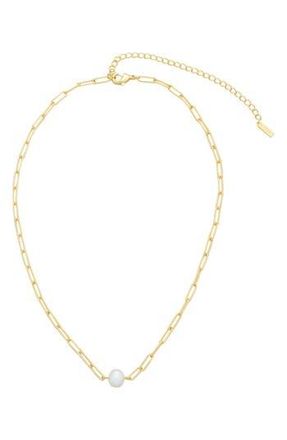 st. Moran Freshwater Pearl Paper Clip Chain Necklace in White at Nordstrom Rack