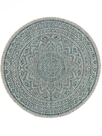 benuta Alfombra de exterior & interior redonda beige/azul &oslash; 120 redondo