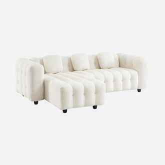 Sweeek Sof&aacute; De Borreguito Texturizado Esquinero Reversible, 4 Plazas