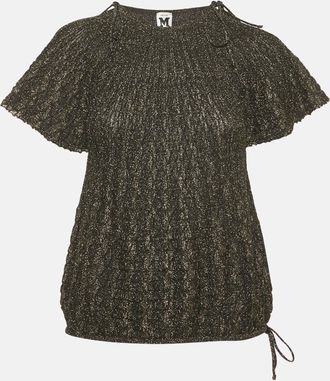 M Missoni Black Lurex Knit Short Sleeve Top