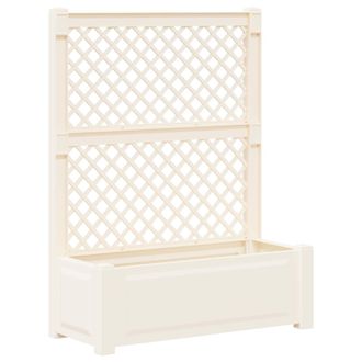 vidaXL Maceta Grande Con Trellis Pp Blanco Vidaxl