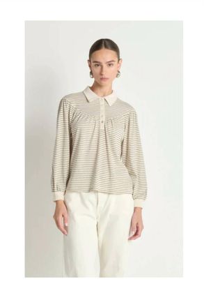 Nation Ltd Cecilia Collared Top In Striped