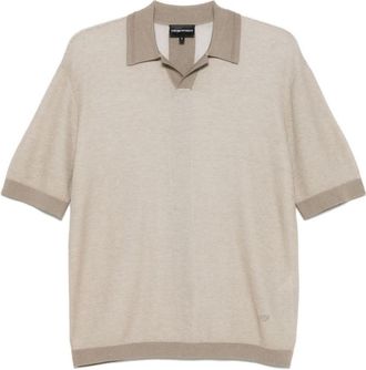 Emporio Armani Taupe Knitted Polo Shirt