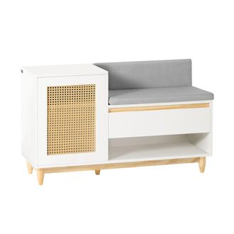 SoBuy Banco zapatero con 2 estantes 1 caj&oacute;n y 1 puerta blanco