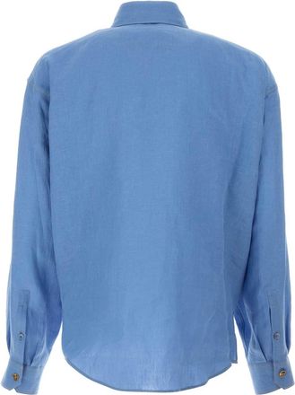 Versace Mens Linen Shirt Blue