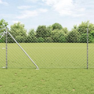 Berkfield Home Chain Link Fence with 13 Spike Posts 1x25 m Galvanised Steel in Silver