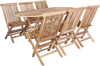vidaXL Conjunto De Muebles De Jard&iacute;n 7 Uds. Natural Vidaxl