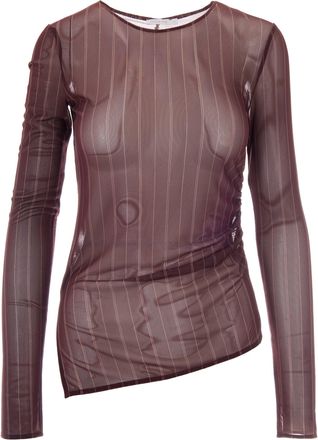 Patrizia Pepe Pinstripe Tulle Top
