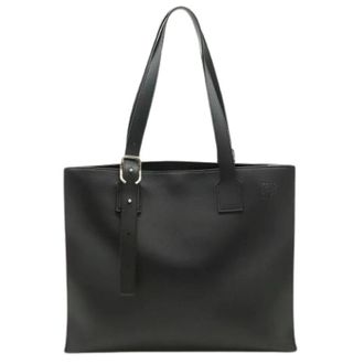 Loewe Pre-owned Anagram Buckle Leather Tote Bag - Dames - Vintage Shopper - Zwart - ONE Size - Leer - Vintage