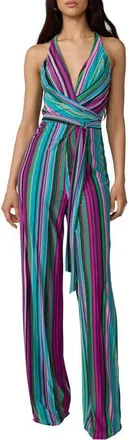Diane Von F&uuml;rstenberg Daphne Stripe Racerback Jumpsuit in Tropez Stripe Gossip Pink at Nordstrom, Size 2
