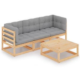 vidaXL Muebles De Jard&iacute;n 4 Piezas Con Cojines De Madera De Pino Maciza Vidaxl