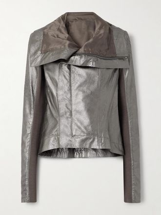 Rick Owens Giacca Biker In Pelle Metallizzata Naska - Metallizzato